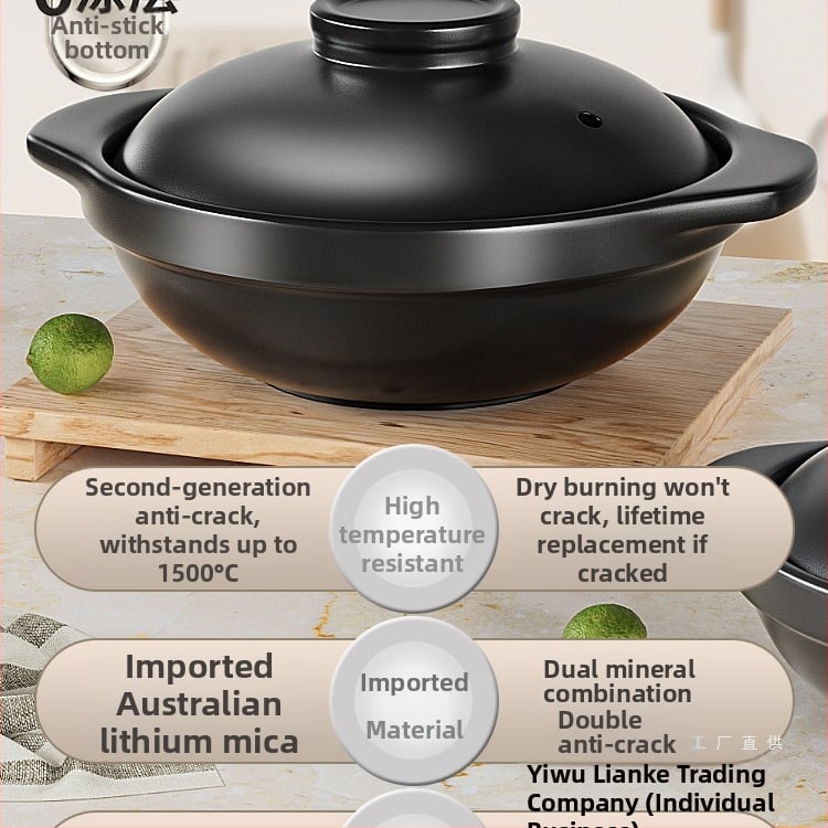 Troškintuvas namams, dujoms atsparus, aukštos temperatūros sausas virimas, molinis puodas, ryžiai, dujinė viryklė, sriuba, keraminis, komercinis, mažas troškintuvas kasdieniam naudojimui