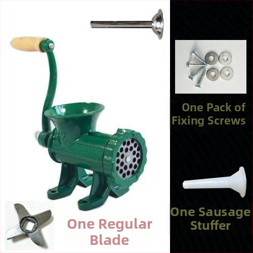 Старомодна чугунена ръчна месомелачка № 12, ръчна плънка за наденици, месомелачка, машина за наденици, мелачка за пилешко месо, мелачка за риба, други не са включени