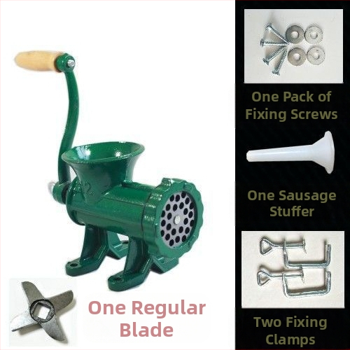 Старомодна чугунена ръчна месомелачка № 12, ръчна плънка за наденици, месомелачка, машина за наденици, мелачка за пилешко месо, мелачка за риба, други не са включени