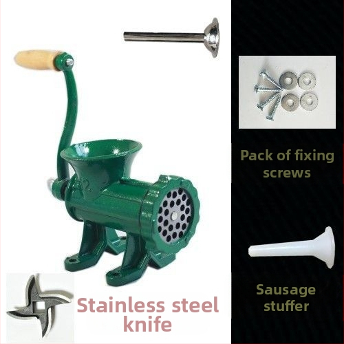 Старомодна чугунена ръчна месомелачка № 12, ръчна плънка за наденици, месомелачка, машина за наденици, мелачка за пилешко месо, мелачка за риба, други не са включени