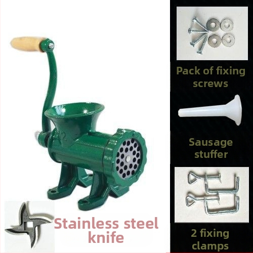 Старомодна чугунена ръчна месомелачка № 12, ръчна плънка за наденици, месомелачка, машина за наденици, мелачка за пилешко месо, мелачка за риба, други не са включени