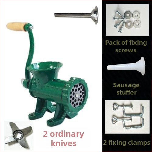 Старомодна чугунена ръчна месомелачка № 12, ръчна плънка за наденици, месомелачка, машина за наденици, мелачка за пилешко месо, мелачка за риба, други не са включени