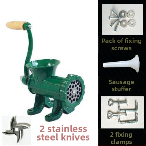 Старомодна чугунена ръчна месомелачка № 12, ръчна плънка за наденици, месомелачка, машина за наденици, мелачка за пилешко месо, мелачка за риба, други не са включени