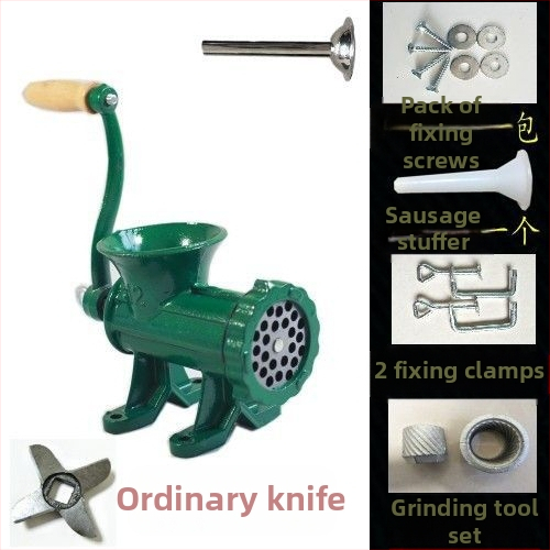 Старомодна чугунена ръчна месомелачка № 12, ръчна плънка за наденици, месомелачка, машина за наденици, мелачка за пилешко месо, мелачка за риба, други не са включени