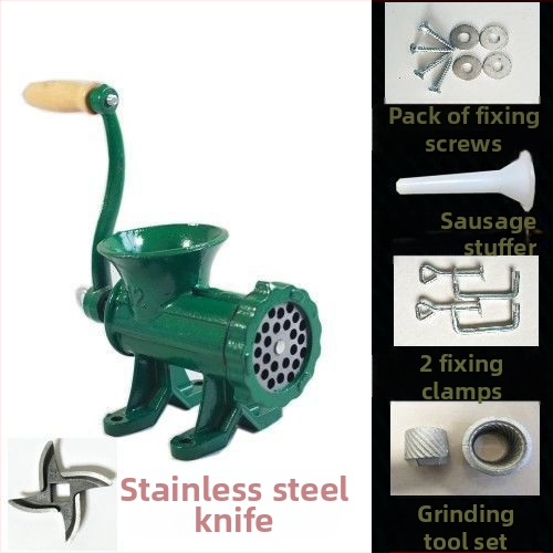 Старомодна чугунена ръчна месомелачка № 12, ръчна плънка за наденици, месомелачка, машина за наденици, мелачка за пилешко месо, мелачка за риба, други не са включени