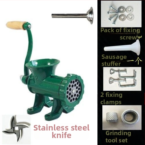 Старомодна чугунена ръчна месомелачка № 12, ръчна плънка за наденици, месомелачка, машина за наденици, мелачка за пилешко месо, мелачка за риба, други не са включени