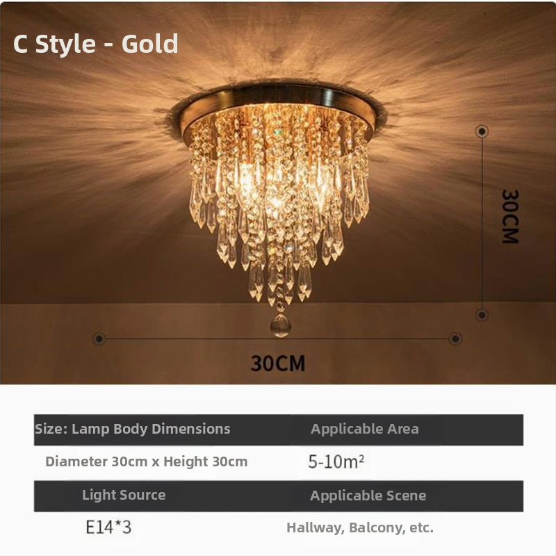 Ekspordi pakkumise Zhongshan lambid kristall klassikaline restoran soe magamistuba veranda vahekäik hulgimüük LED laelamp