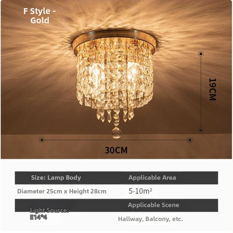 Ekspordi pakkumise Zhongshan lambid kristall klassikaline restoran soe magamistuba veranda vahekäik hulgimüük LED laelamp