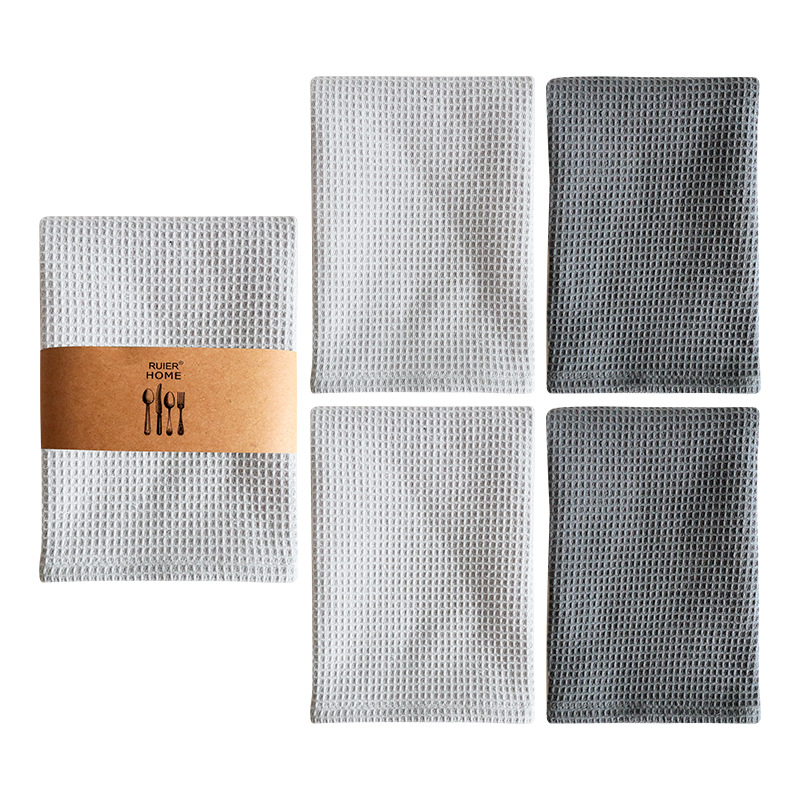 „Crossborder“ namų virtuvės grynos medvilnės paprastas indų plovimo šluostė vaflinis arbatos rankšluostis keturių kostiumų virtuvinis rankšluostis servetėlė