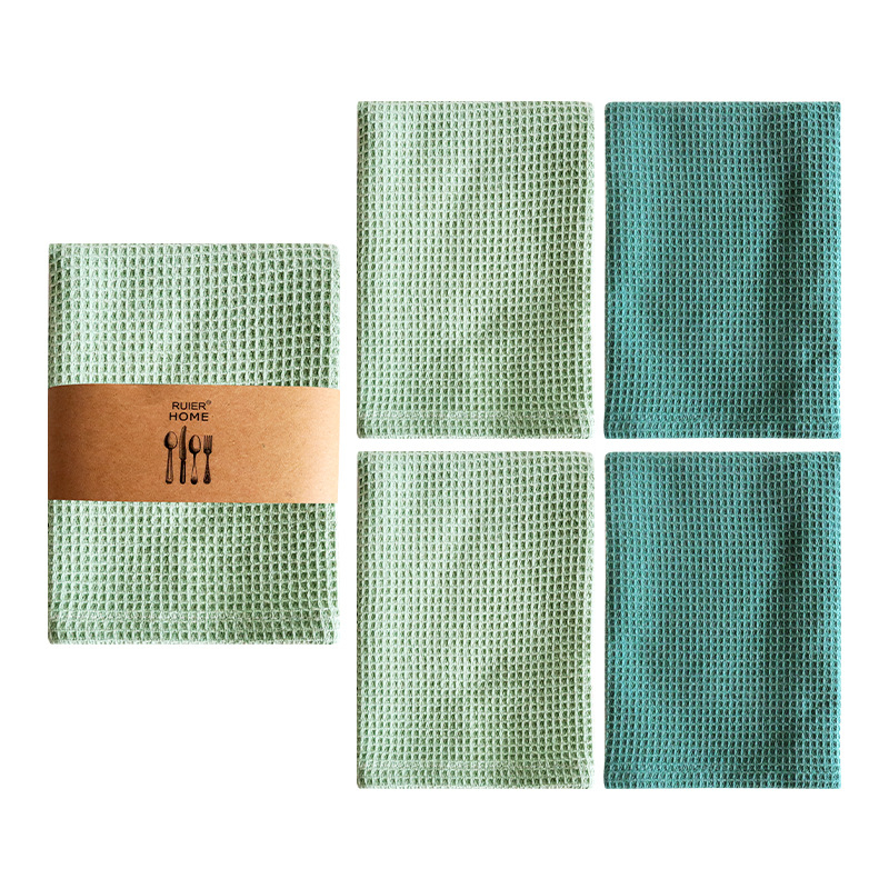 „Crossborder“ namų virtuvės grynos medvilnės paprastas indų plovimo šluostė vaflinis arbatos rankšluostis keturių kostiumų virtuvinis rankšluostis servetėlė