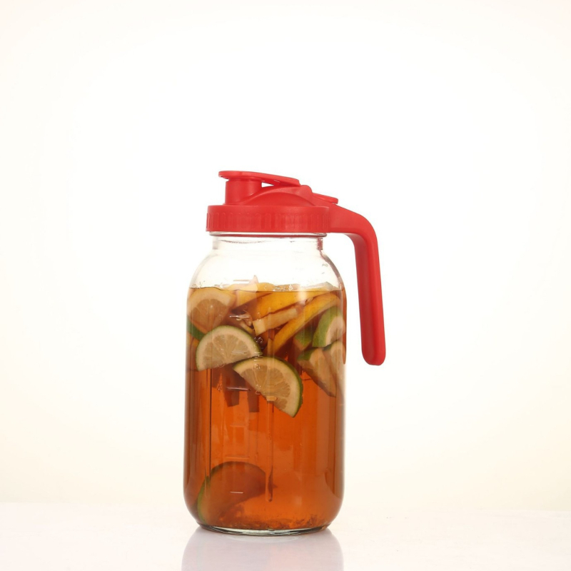 „Crossborder“ 64 uncijų talpos permatomas stiklinis šalto vandens ąsotis su rankena, nerūdijančio plieno arbatos sietelis su svarstyklėmis, šaldytuvo arbatos sietelio modelis