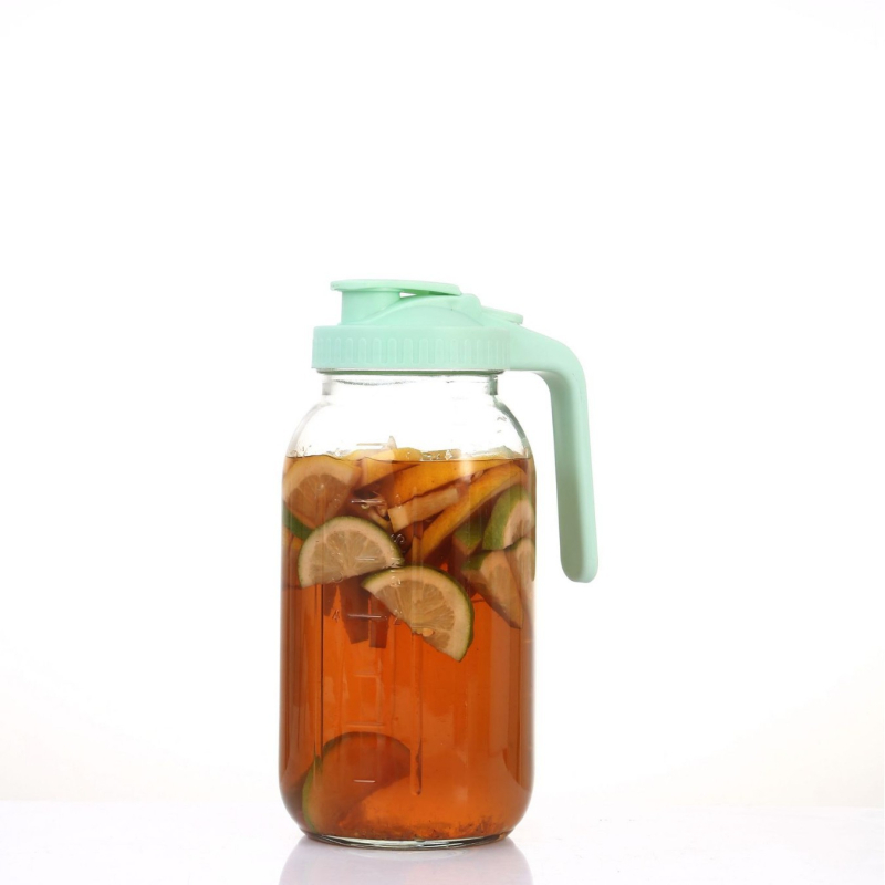 „Crossborder“ 64 uncijų talpos permatomas stiklinis šalto vandens ąsotis su rankena, nerūdijančio plieno arbatos sietelis su svarstyklėmis, šaldytuvo arbatos sietelio modelis