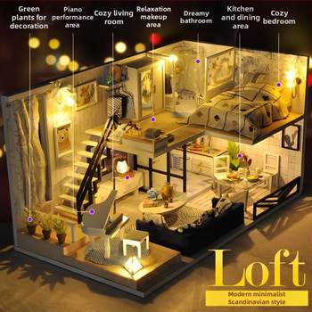 Käsitööna valminud kajutist kokkupandud maja mudel Loomingulised laste mänguasjad Tüdruku sünnipäevakingitus tüdruksõbrale