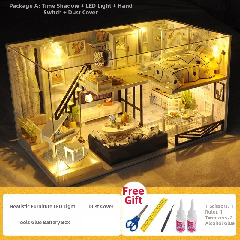 Käsitööna valminud kajutist kokkupandud maja mudel Loomingulised laste mänguasjad Tüdruku sünnipäevakingitus tüdruksõbrale