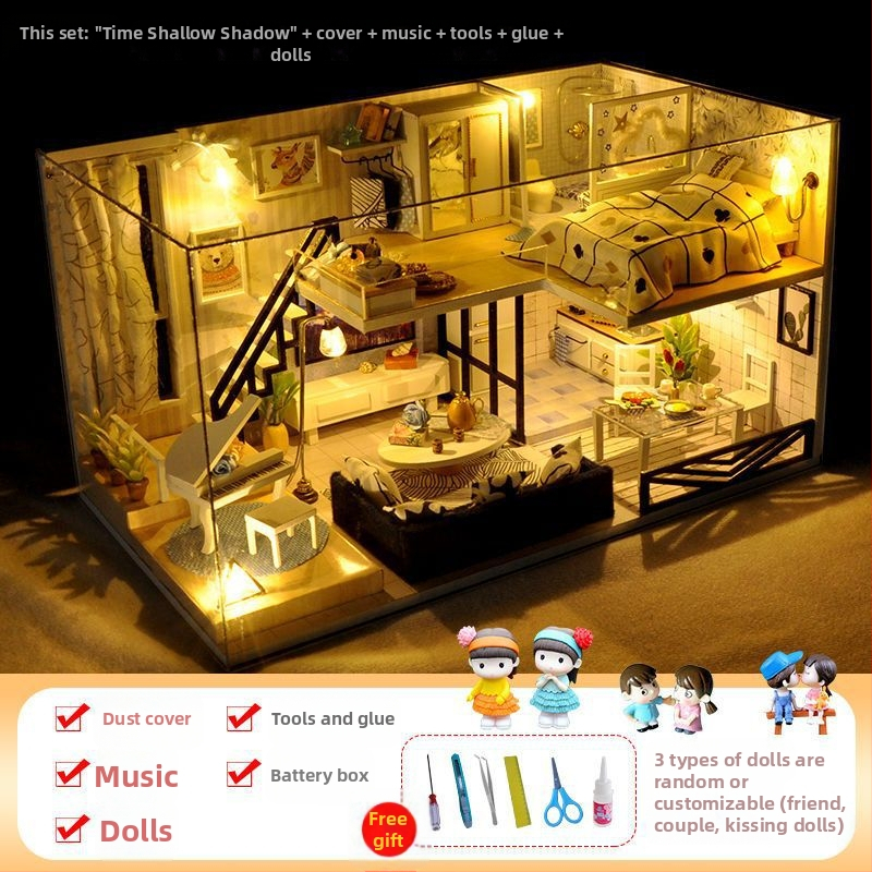 Käsitööna valminud kajutist kokkupandud maja mudel Loomingulised laste mänguasjad Tüdruku sünnipäevakingitus tüdruksõbrale