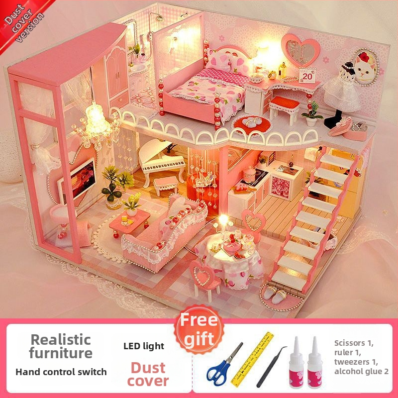 Käsitööna valminud kajutist kokkupandud maja mudel Loomingulised laste mänguasjad Tüdruku sünnipäevakingitus tüdruksõbrale