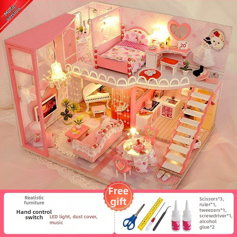 Käsitööna valminud kajutist kokkupandud maja mudel Loomingulised laste mänguasjad Tüdruku sünnipäevakingitus tüdruksõbrale