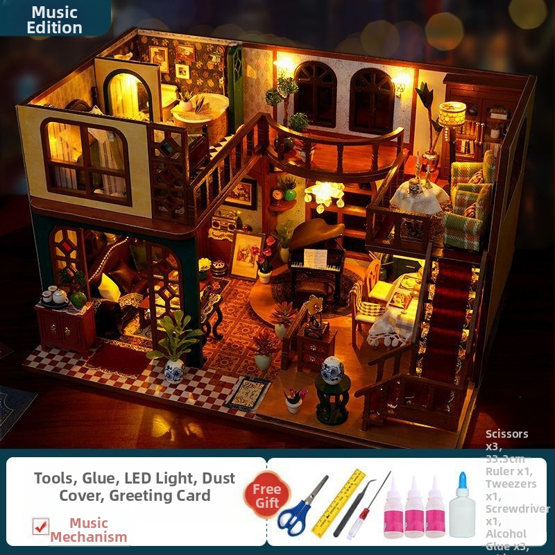 Käsitööna valminud kajutist kokkupandud maja mudel Loomingulised laste mänguasjad Tüdruku sünnipäevakingitus tüdruksõbrale