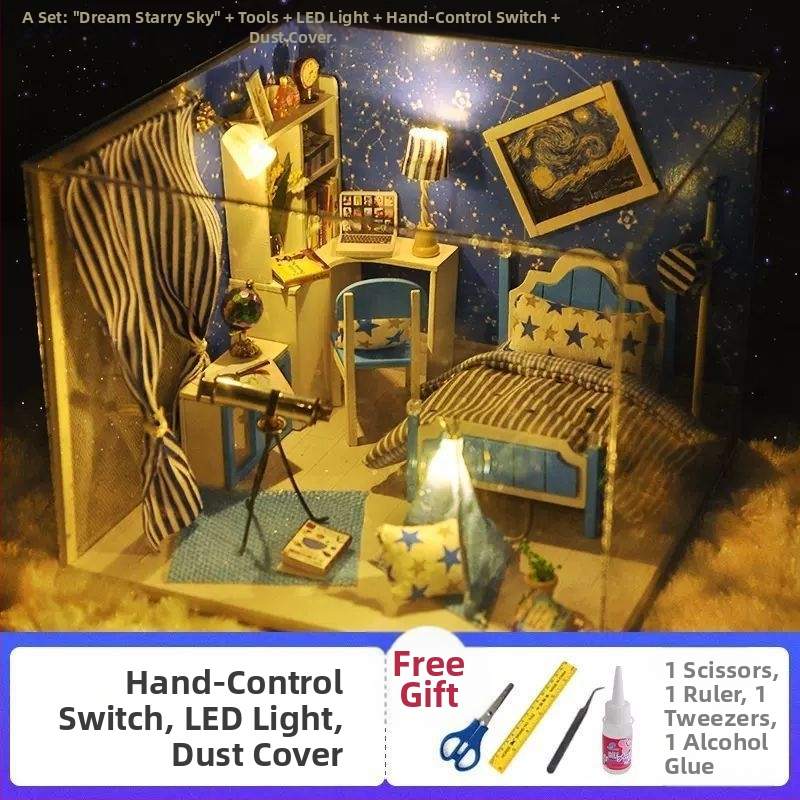 Käsitööna valminud kajutist kokkupandud maja mudel Loomingulised laste mänguasjad Tüdruku sünnipäevakingitus tüdruksõbrale