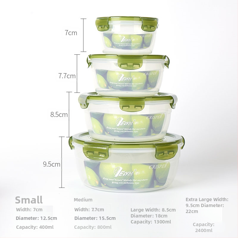 Prekogranični zadebljani plastični set za povrće, prehrambena kvaliteta, velikog kapaciteta, zatvorena kutija, kuhinjska okrugla posuda za povrće, za mikrovalnu pećnicu
