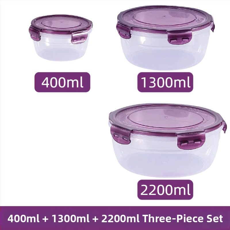 Prekogranični zadebljani plastični set za povrće, prehrambena kvaliteta, velikog kapaciteta, zatvorena kutija, kuhinjska okrugla posuda za povrće, za mikrovalnu pećnicu