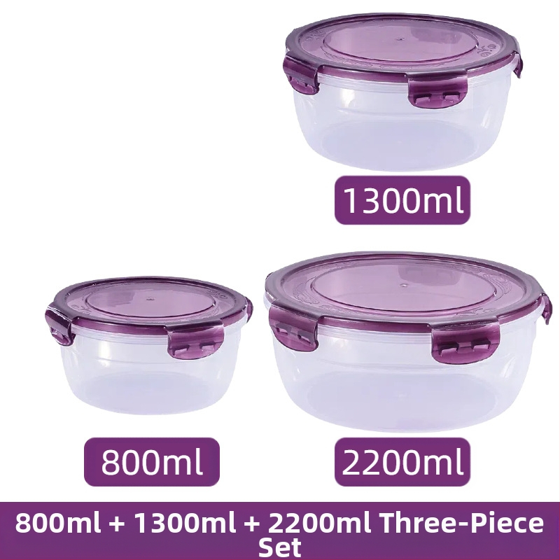 Prekogranični zadebljani plastični set za povrće, prehrambena kvaliteta, velikog kapaciteta, zatvorena kutija, kuhinjska okrugla posuda za povrće, za mikrovalnu pećnicu