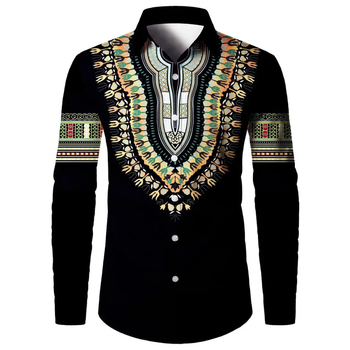 Απλό ανδρικό μακρυμάνικο πουκάμισο με διασταυρούμενη γραμμή, ρετρό έθνικ ριγέ, ανοιξιάτικο και φθινοπωρινό σχέδιο, 3D ψηφιακή εκτύπωση σε τοπ