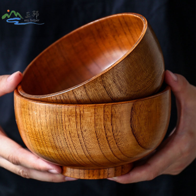 Akácfa salátástál otthoni használatra, természetes bambusztál, extra nagy fa tésztatál, gyermek leesés- és forrázásgátló tál