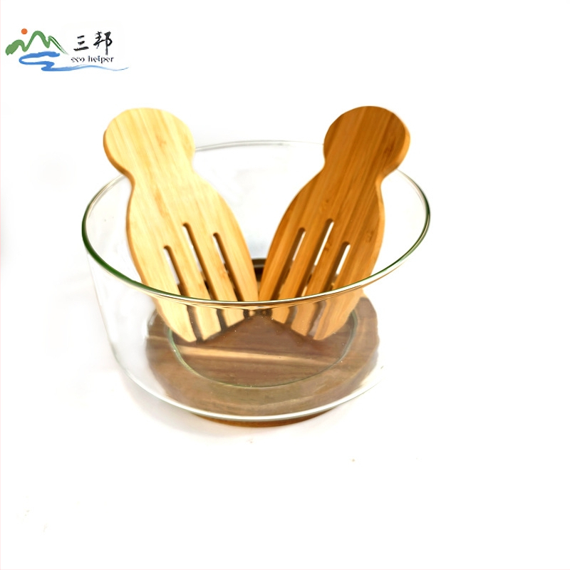 Akácfa salátástál otthoni használatra, természetes bambusztál, extra nagy fa tésztatál, gyermek leesés- és forrázásgátló tál