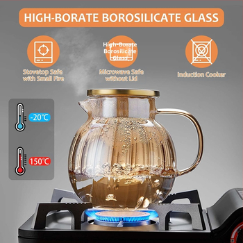 Naujas stiklinis šalto vandens virdulys, atsparus aukštai temperatūrai ir sprogimui šalto vandens virdulys, „Lanling“ virdulys, sutirštintas buitinis didelės talpos šalto virinto vandens puodelis