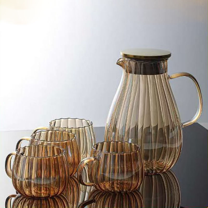 Naujas stiklinis šalto vandens virdulys, atsparus aukštai temperatūrai ir sprogimui šalto vandens virdulys, „Lanling“ virdulys, sutirštintas buitinis didelės talpos šalto virinto vandens puodelis