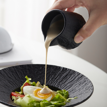 Κύπελλο σάλτσας για μπριζόλα Ασπρόμαυρο κεραμικό κύπελλο σάλτσας Κύπελλο σάλτσας για καφέ Μικρό κύπελλο γάλακτος Κανάτα γάλακτος Κύπελλο γάλακτος