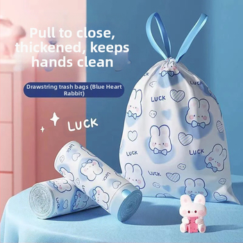 Σακούλα σκουπιδιών Camellia χωρίς δάκρυα, μεγάλη, μιας χρήσης, τσάντα σκουπιδιών κουζίνας, με κορδόνι περίσφιξης, πυκνωμένη, χωρίς δάκρυα