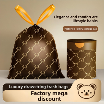 Σακούλα σκουπιδιών Camellia χωρίς δάκρυα, μεγάλη, μιας χρήσης, τσάντα σκουπιδιών κουζίνας, με κορδόνι περίσφιξης, πυκνωμένη, χωρίς δάκρυα