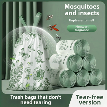 Σακούλα σκουπιδιών Camellia χωρίς δάκρυα, μεγάλη, μιας χρήσης, τσάντα σκουπιδιών κουζίνας, με κορδόνι περίσφιξης, πυκνωμένη, χωρίς δάκρυα
