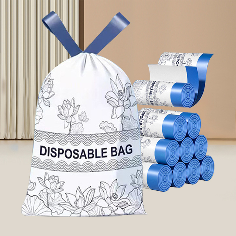 Камелия, торба за боклук без скъсване, удебелена домакинска чанта за еднократна употреба, голяма кухненска торба за боклук с връзки