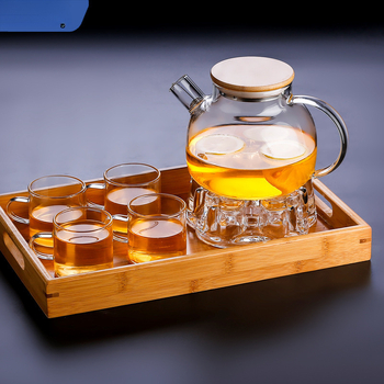 Arbatinukas stiklinis šalto vandens virdulys, aukštai temperatūrai atsparus gėlių formos arbatinukas su filtru, buitinė žvakė arbatai ruošti, didelis karšto vandens virdulys