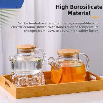 Arbatinukas stiklinis šalto vandens virdulys, aukštai temperatūrai atsparus gėlių formos arbatinukas su filtru, buitinė žvakė arbatai ruošti, didelis karšto vandens virdulys