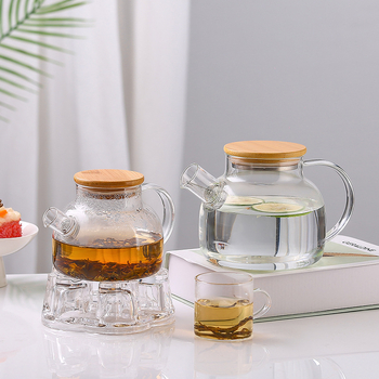 Arbatinukas stiklinis šalto vandens virdulys, aukštai temperatūrai atsparus gėlių formos arbatinukas su filtru, buitinė žvakė arbatai ruošti, didelis karšto vandens virdulys