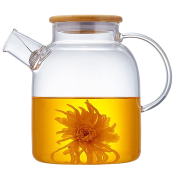 Arbatinukas stiklinis šalto vandens virdulys, aukštai temperatūrai atsparus gėlių formos arbatinukas su filtru, buitinė žvakė arbatai ruošti, didelis karšto vandens virdulys