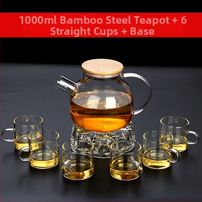 Arbatinukas stiklinis šalto vandens virdulys, aukštai temperatūrai atsparus gėlių formos arbatinukas su filtru, buitinė žvakė arbatai ruošti, didelis karšto vandens virdulys