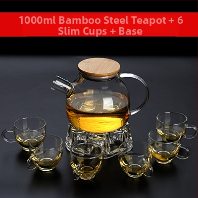 Arbatinukas stiklinis šalto vandens virdulys, aukštai temperatūrai atsparus gėlių formos arbatinukas su filtru, buitinė žvakė arbatai ruošti, didelis karšto vandens virdulys