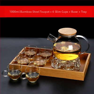 Arbatinukas stiklinis šalto vandens virdulys, aukštai temperatūrai atsparus gėlių formos arbatinukas su filtru, buitinė žvakė arbatai ruošti, didelis karšto vandens virdulys