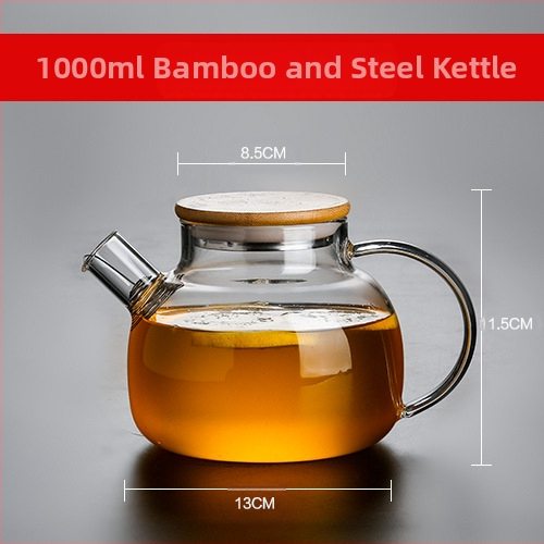 Arbatinukas stiklinis šalto vandens virdulys, aukštai temperatūrai atsparus gėlių formos arbatinukas su filtru, buitinė žvakė arbatai ruošti, didelis karšto vandens virdulys