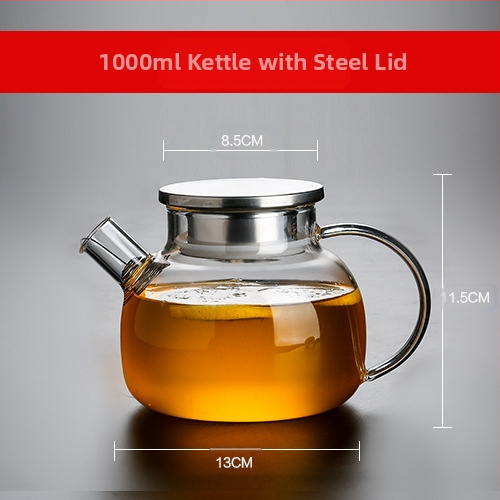Arbatinukas stiklinis šalto vandens virdulys, aukštai temperatūrai atsparus gėlių formos arbatinukas su filtru, buitinė žvakė arbatai ruošti, didelis karšto vandens virdulys