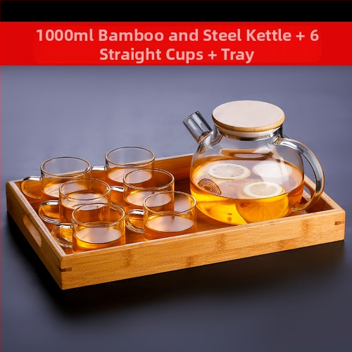 Arbatinukas stiklinis šalto vandens virdulys, aukštai temperatūrai atsparus gėlių formos arbatinukas su filtru, buitinė žvakė arbatai ruošti, didelis karšto vandens virdulys