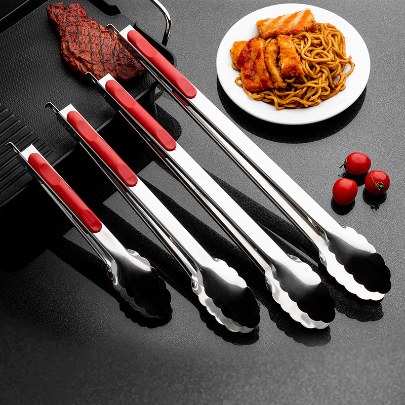 Nerūdijančio plieno kepsninės spaustukas virtuvei, buitiniam naudojimui, karšto maisto spaustukas su rankena, slyvų žiedų spaustukas su užraktu, 16 colių maisto spaustukas