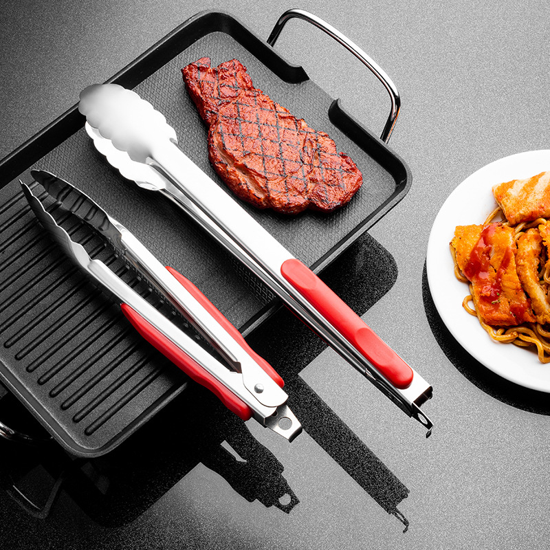 Nerūdijančio plieno kepsninės spaustukas virtuvei, buitiniam naudojimui, karšto maisto spaustukas su rankena, slyvų žiedų spaustukas su užraktu, 16 colių maisto spaustukas