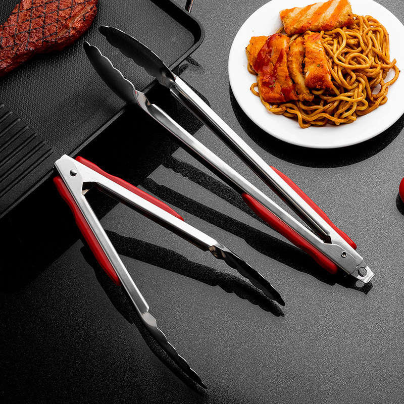 Nerūdijančio plieno kepsninės spaustukas virtuvei, buitiniam naudojimui, karšto maisto spaustukas su rankena, slyvų žiedų spaustukas su užraktu, 16 colių maisto spaustukas