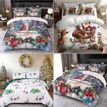 2025 m. karštas kalėdinis žiemos trijų dalių lovos komplektas, šlifuojamas antklodės užvalkalas, pagalvės užvalkalas, HD skaitmeninis spausdinimas, suasmenintas gaminimas